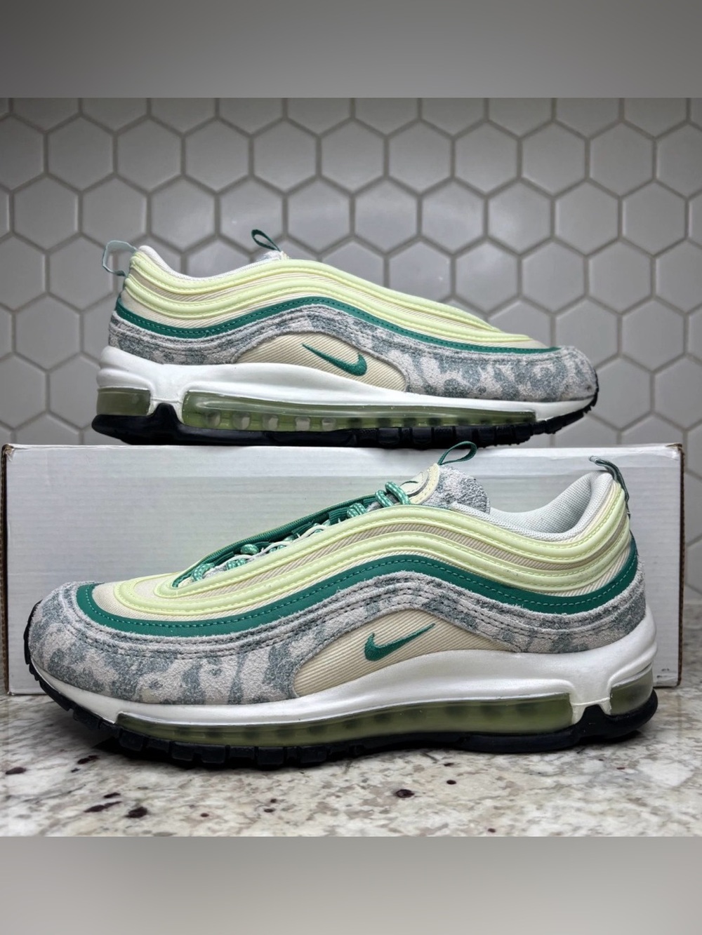 Size 8.5-Nike Air Max 97 Neptune Green Camo 2022 Brand New No Box